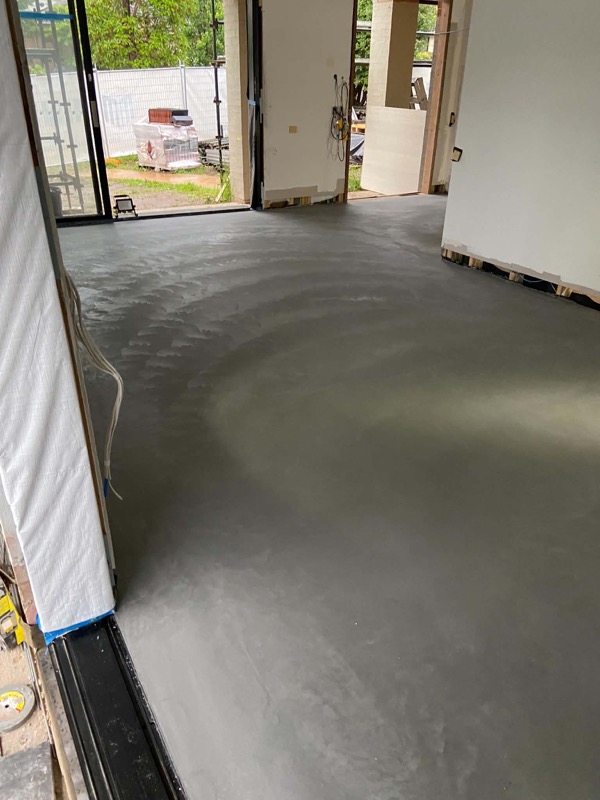Broom finish concrete slab with expansion joint